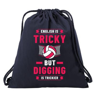 English Is Tricky But Digging Is Trickier Fun Drawstring Bag