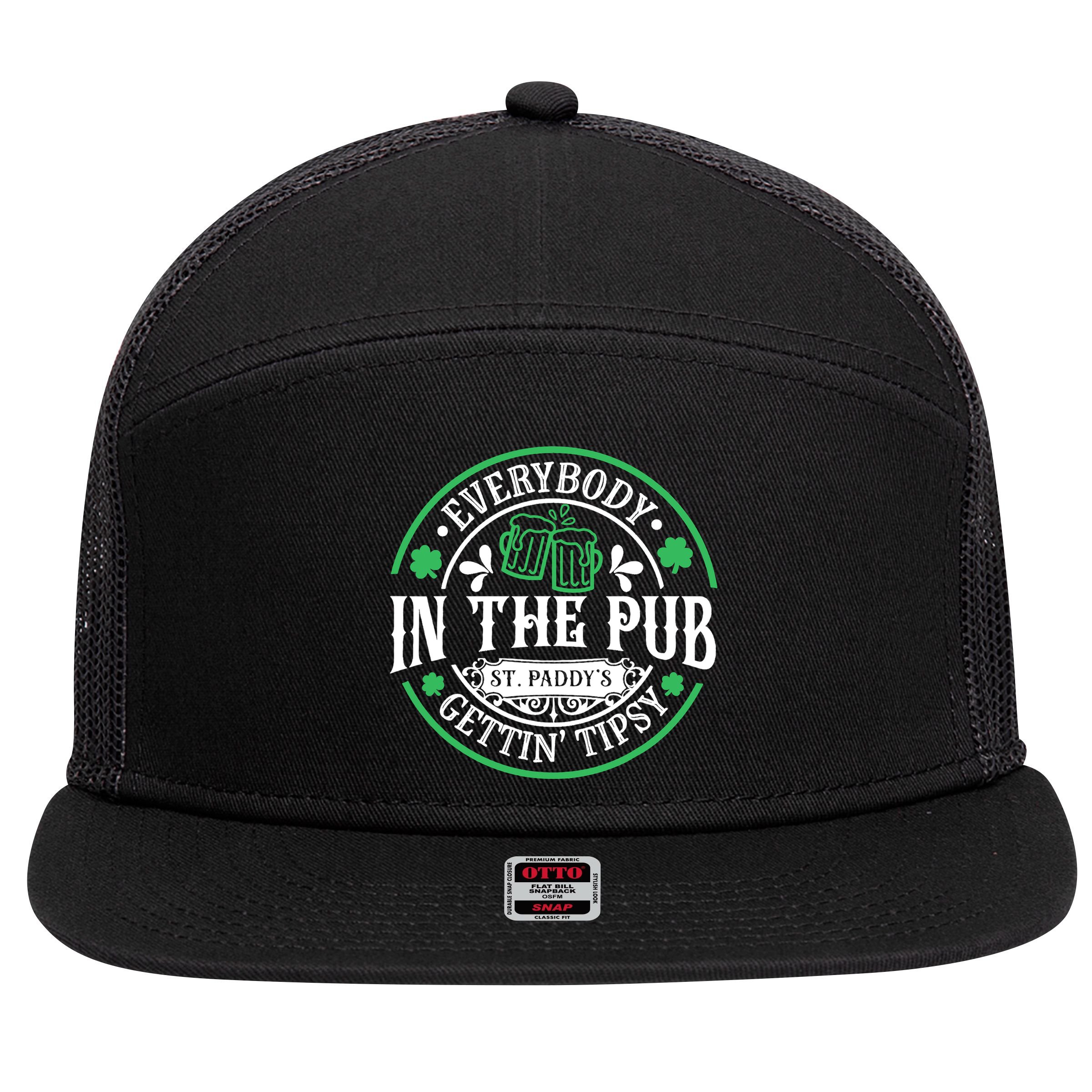 Everybody In The Pub Getting Tipsy St Patricks Day Drinking 7 Panel Mesh Trucker Snapback Hat