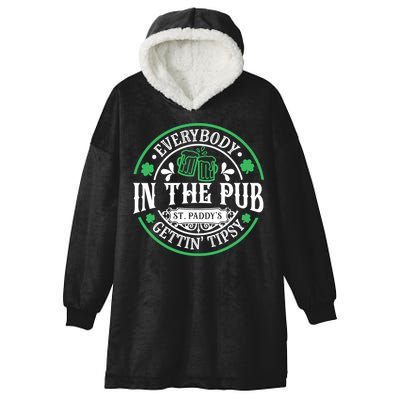 Everybody In The Pub Getting Tipsy St Patricks Day Drinking Hooded Wearable Blanket