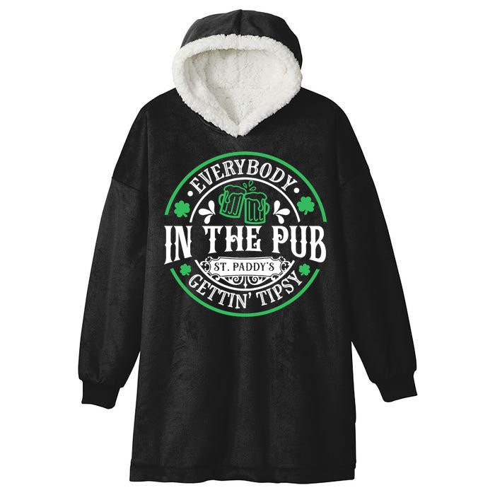Everybody In The Pub Getting Tipsy St Patricks Day Drinking Hooded Wearable Blanket