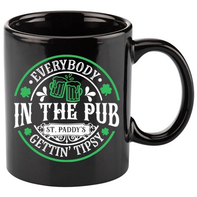 Everybody In The Pub Getting Tipsy St Patricks Day Drinking 11oz C Handle Ceramic Mug
