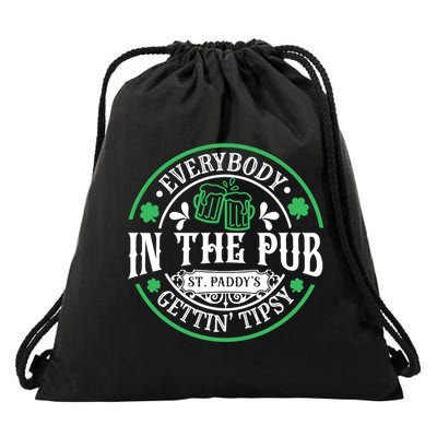 Everybody In The Pub Getting Tipsy St Patricks Day Drinking Drawstring Bag