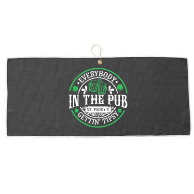 Everybody In The Pub Getting Tipsy St Patricks Day Drinking Large Microfiber Waffle Golf Towel