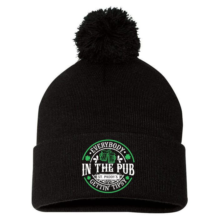 Everybody In The Pub Getting Tipsy St Patricks Day Drinking Pom Pom 12in Knit Beanie