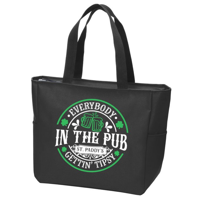 Everybody In The Pub Getting Tipsy St Patricks Day Drinking Zip Tote Bag
