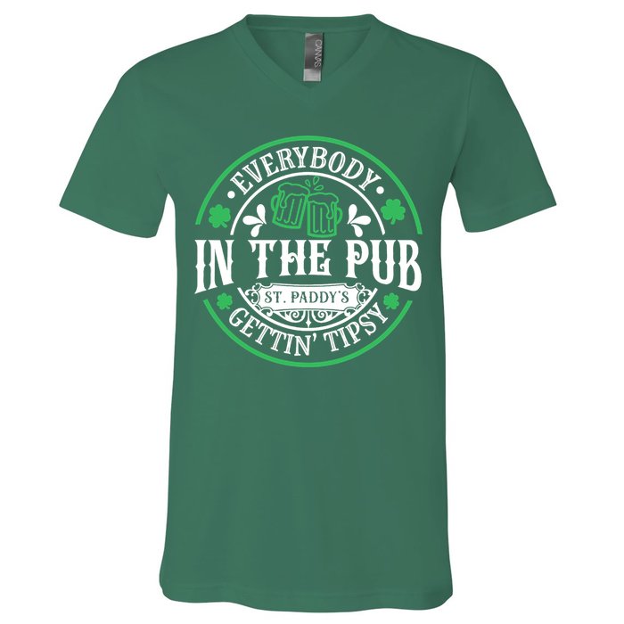 Everybody In The Pub Getting Tipsy St Patricks Day Drinking V-Neck T-Shirt