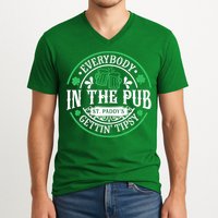 Everybody In The Pub Getting Tipsy St Patricks Day Drinking V-Neck T-Shirt