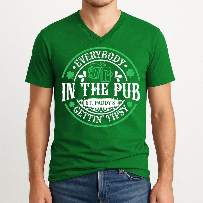 Everybody In The Pub Getting Tipsy St Patricks Day Drinking V-Neck T-Shirt