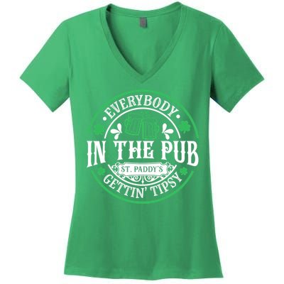Everybody In The Pub Getting Tipsy St Patricks Day Drinking Women's V-Neck T-Shirt