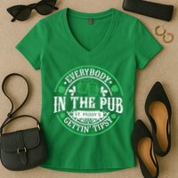 Everybody In The Pub Getting Tipsy St Patricks Day Drinking Women's V-Neck T-Shirt