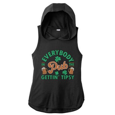 Everybody In The Pub Getting Tipsy Funny St Patrick's Day Ladies PosiCharge Tri-Blend Wicking Draft Hoodie Tank