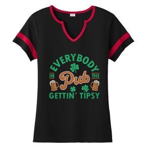 Everybody In The Pub Getting Tipsy Funny St Patrick's Day Ladies Halftime Notch Neck Tee