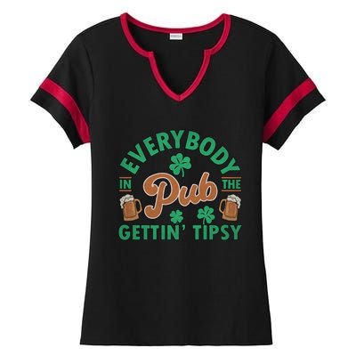 Everybody In The Pub Getting Tipsy Funny St Patrick's Day Ladies Halftime Notch Neck Tee