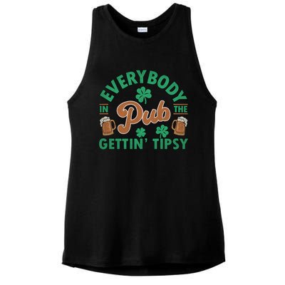 Everybody In The Pub Getting Tipsy Funny St Patrick's Day Ladies PosiCharge Tri-Blend Wicking Tank