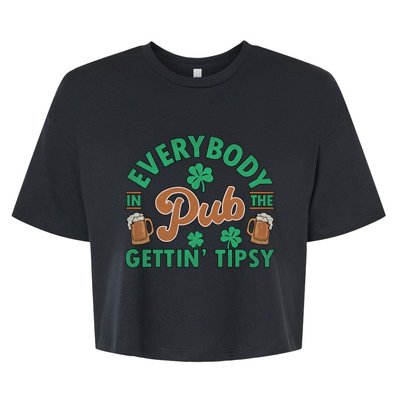 Everybody In The Pub Getting Tipsy Funny St Patrick's Day Bella+Canvas Jersey Crop Tee