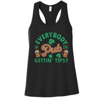 Everybody In The Pub Getting Tipsy Funny St Patrick's Day Women's Racerback Tank