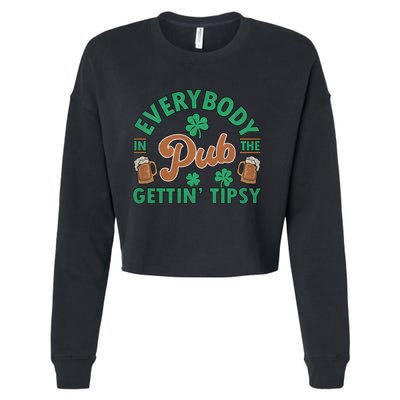 Everybody In The Pub Getting Tipsy Funny St Patrick's Day Cropped Pullover Crew