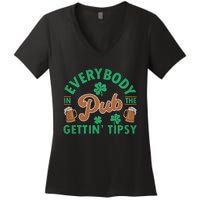 Everybody In The Pub Getting Tipsy Funny St Patrick's Day Women's V-Neck T-Shirt