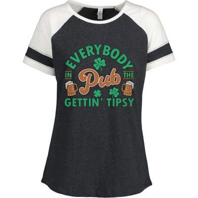 Everybody In The Pub Getting Tipsy Funny St Patrick's Day Enza Ladies Jersey Colorblock Tee