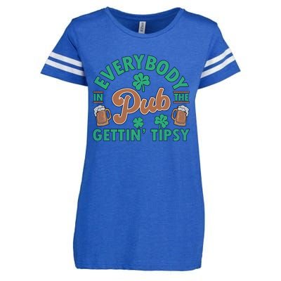 Everybody In The Pub Getting Tipsy Funny St Patrick's Day Enza Ladies Jersey Football T-Shirt