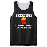 Exercise? I Thought You Said Extra Fries! Funny Mesh Reversible Basketball Jersey Tank