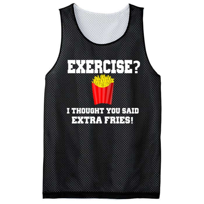 Exercise? I Thought You Said Extra Fries! Funny Mesh Reversible Basketball Jersey Tank