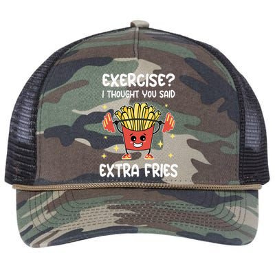 Exercise I Thought You Said Extra Fries Fitness And Fries Retro Rope Trucker Hat Cap