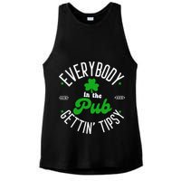 Everybody In The Pub Getting Tipsy Saint Paddy St. Patrick's Day Ladies PosiCharge Tri-Blend Wicking Tank