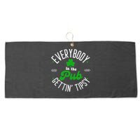 Everybody In The Pub Getting Tipsy Saint Paddy St. Patrick's Day Large Microfiber Waffle Golf Towel