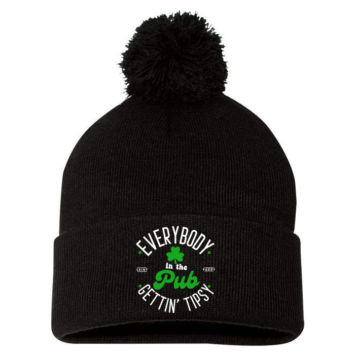 Everybody In The Pub Getting Tipsy Saint Paddy St. Patrick's Day Pom Pom 12in Knit Beanie
