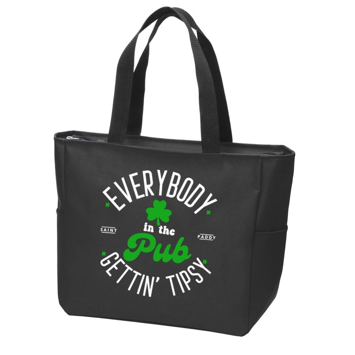 Everybody In The Pub Getting Tipsy Saint Paddy St. Patrick's Day Zip Tote Bag