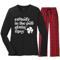 Errbody In The Pub Getting Tipsy St Patricks Day Drinking Women's Long Sleeve Flannel Pajama Set 