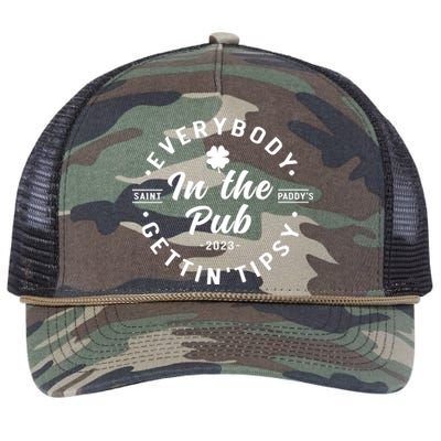 Everybody In The Pub Gettin' Tipsy Drinking St Patricks Day Retro Rope Trucker Hat Cap