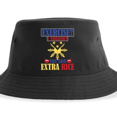 Exercise ? I Thought You Said Extra Rice Philippine Filipino Cool Gift Sustainable Bucket Hat