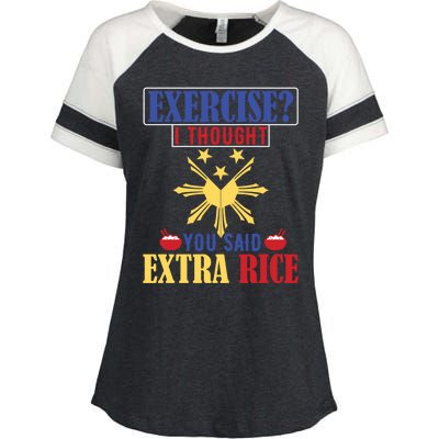 Exercise ? I Thought You Said Extra Rice Philippine Filipino Cool Gift Enza Ladies Jersey Colorblock Tee