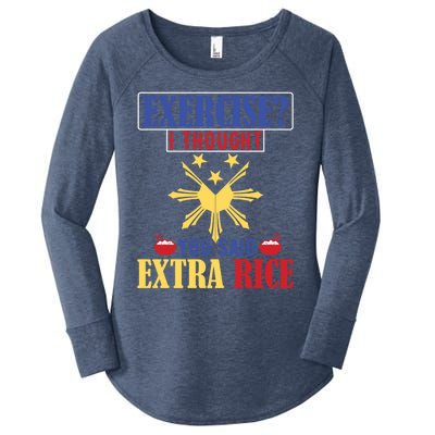 Exercise ? I Thought You Said Extra Rice Philippine Filipino Cool Gift Women's Perfect Tri Tunic Long Sleeve Shirt