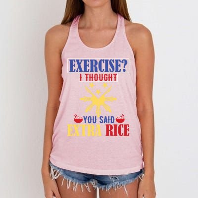 Exercise ? I Thought You Said Extra Rice Philippine Filipino Cool Gift Women's Knotted Racerback Tank