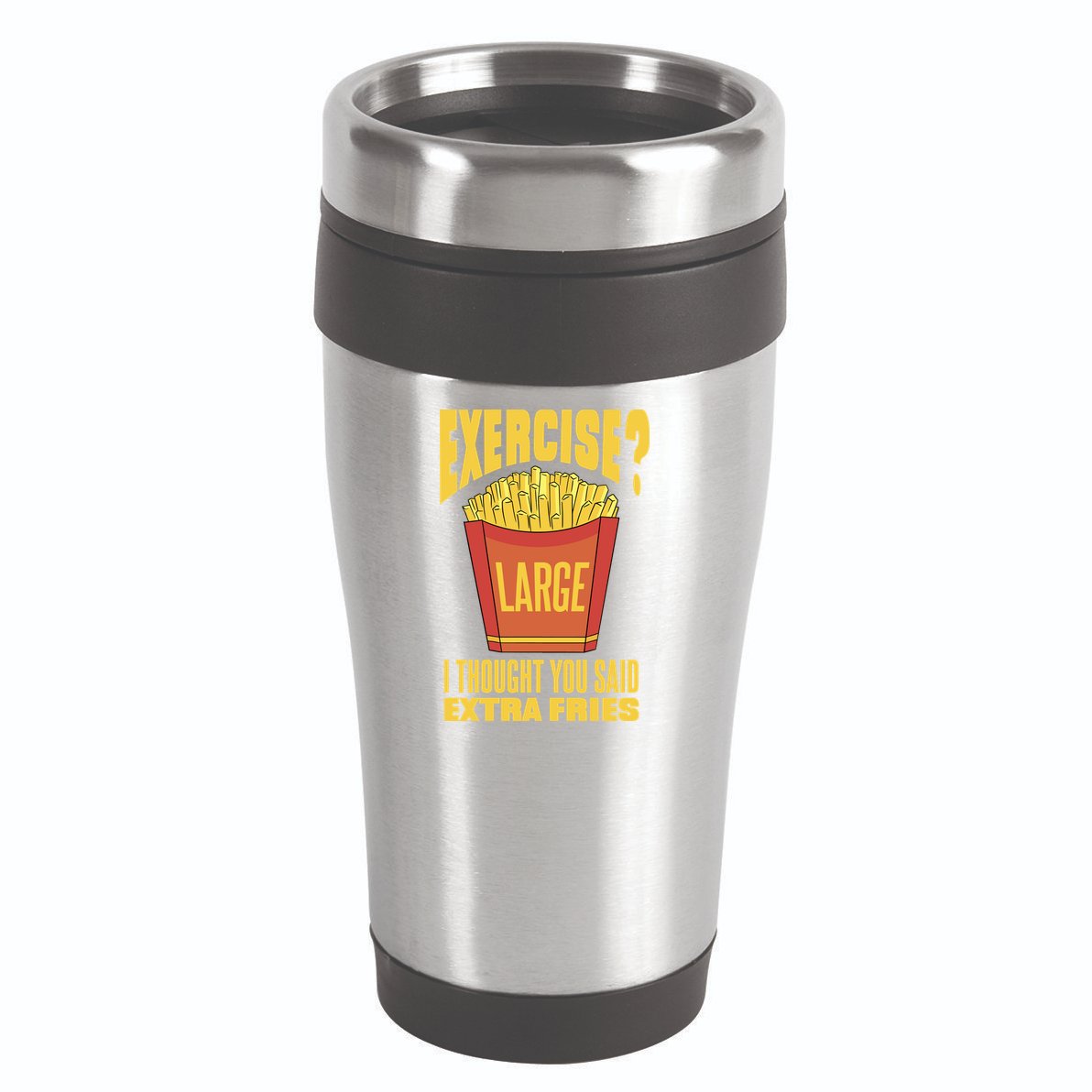 Exercise I Thought You Said Extra Fries Funny Fitness 16oz Travel Tumbler