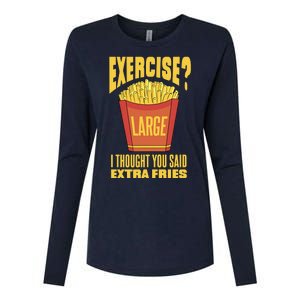 Exercise I Thought You Said Extra Fries Funny Fitness Womens Cotton Relaxed Long Sleeve T-Shirt