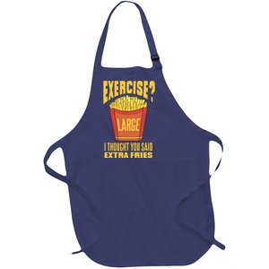 Exercise I Thought You Said Extra Fries Funny Fitness Full-Length Apron With Pockets