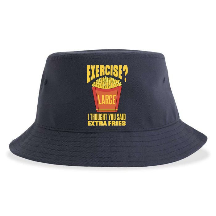 Exercise I Thought You Said Extra Fries Funny Fitness Sustainable Bucket Hat