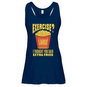 Exercise I Thought You Said Extra Fries Funny Fitness Ladies Essential Flowy Tank