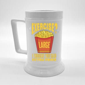 Exercise I Thought You Said Extra Fries Funny Fitness Beer Stein