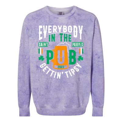 Everybody In The Pub Getting Tipsy St Patricks Day Shamrock Colorblast Crewneck Sweatshirt