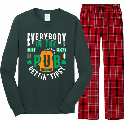 Everybody In The Pub Getting Tipsy St Patricks Day Shamrock Long Sleeve Pajama Set