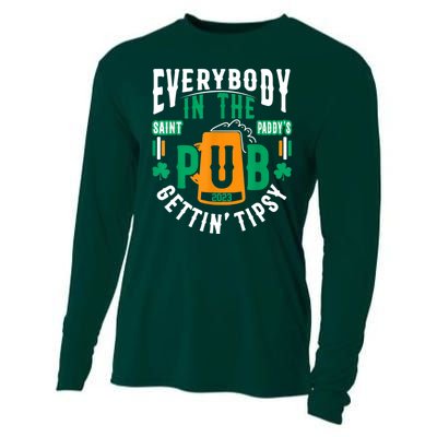 Everybody In The Pub Getting Tipsy St Patricks Day Shamrock Cooling Performance Long Sleeve Crew