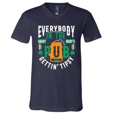 Everybody In The Pub Getting Tipsy St Patricks Day Shamrock V-Neck T-Shirt