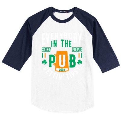 Everybody In The Pub Getting Tipsy St Patricks Day Shamrock Baseball Sleeve Shirt