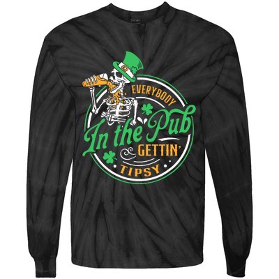 Everybody In The Pub Getting Tipsy St Patricks Day Tie-Dye Long Sleeve Shirt