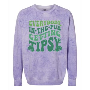 Everybody In The Pub Getting Tipsy Groovy Patricks Day Drink Colorblast Crewneck Sweatshirt